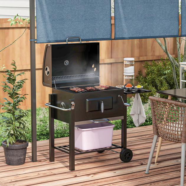 Hivvago Charcoal BBQ and Smoker Portable Combo Black 3