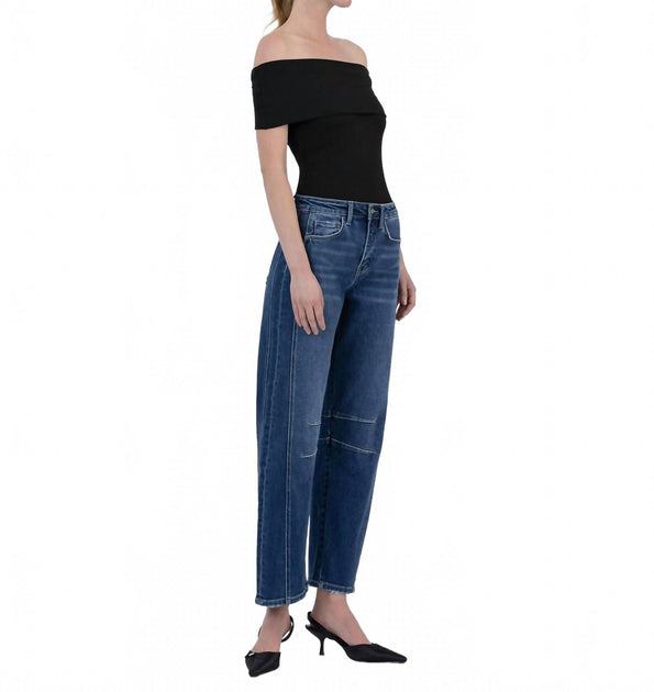 Flying Monkey High Rise Barrel Leg Jeans Blue 32 3