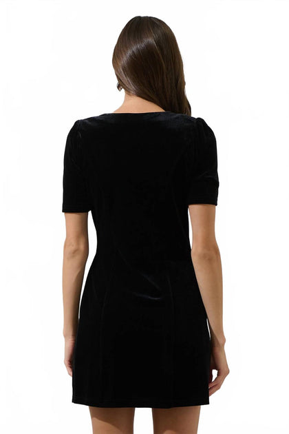 SUGARLIPS Jackson Velvet Button Mini Dress Black XS 3