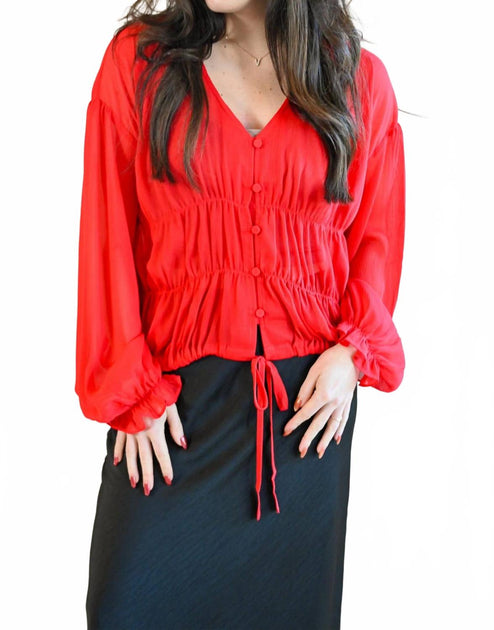 GREYLIN Beach Street Button Up Blouse Red XS 4