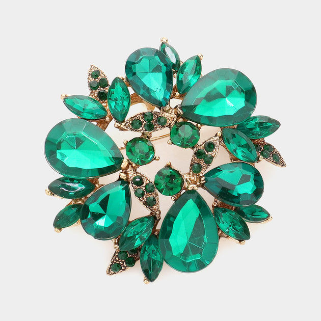 FASHNZFAB Teardrop Wreath Pin Brooch Gold One Size 4