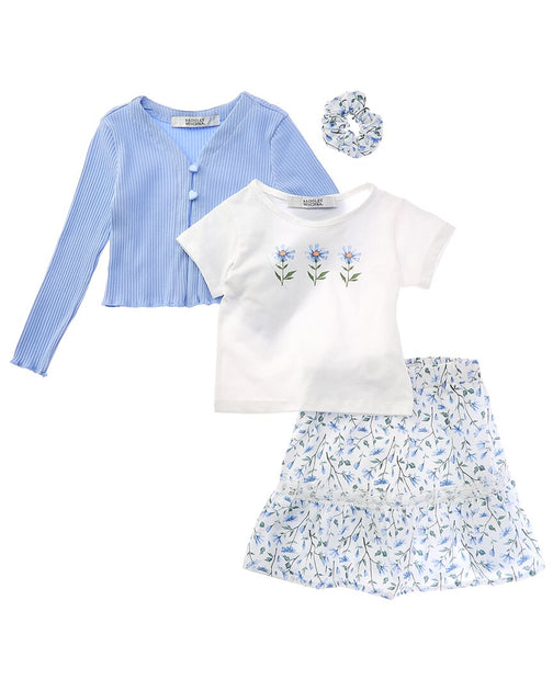 Badgley Mischka 4pc Sweater Skirt Set Blue US 2T 3