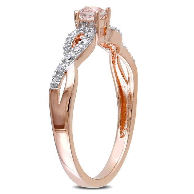 Mimi & Max Morganite Diamond Infinity Ring Silver US 7 4