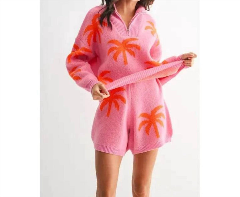 Camellia Palm Tree Set Pink Large 2