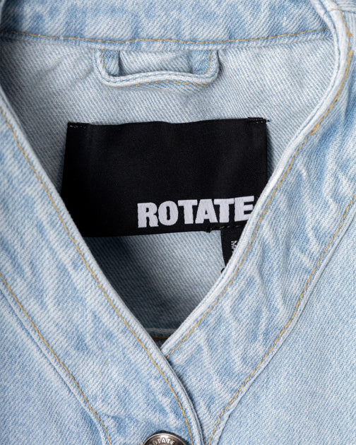 Rotate Cropped Round Sleeve Denim Jacket Blue EU 40 4
