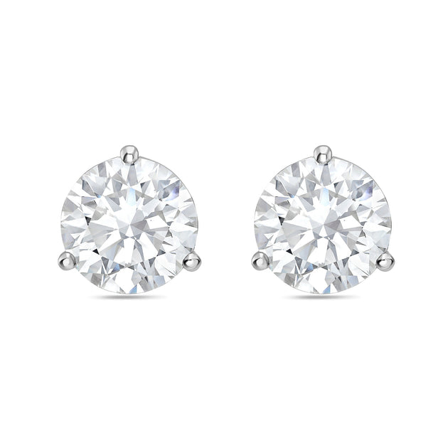 Diana M. 14kt White Gold Round Lab Grown Stud Earrings Silver 4