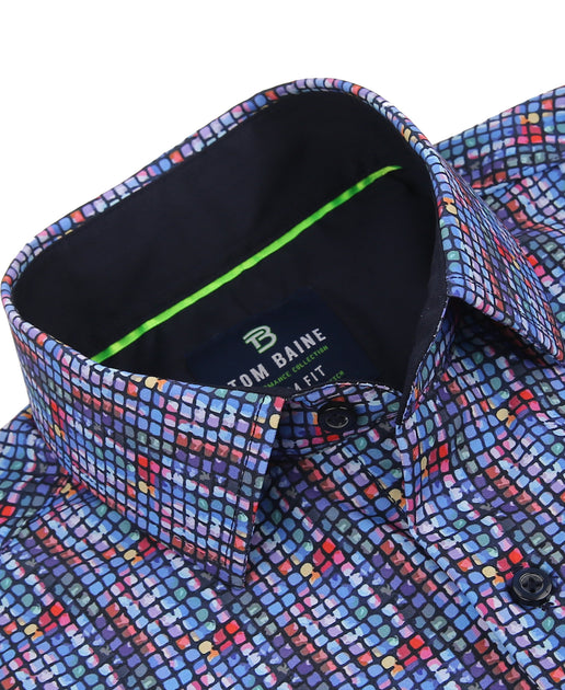 Tom Baine Slim Fit Performance Long Sleeve Button Down Blue Medium 3