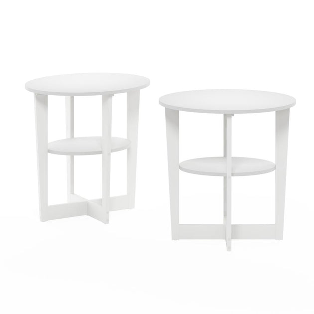 Furinno JAYA Oval End Table White Set of 2 4