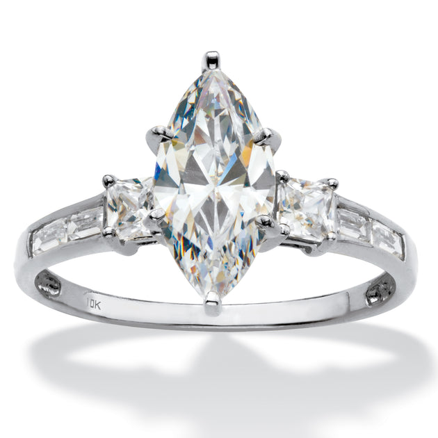 Palm Cubic Zirconia Engagement Ring Silver US 9 2