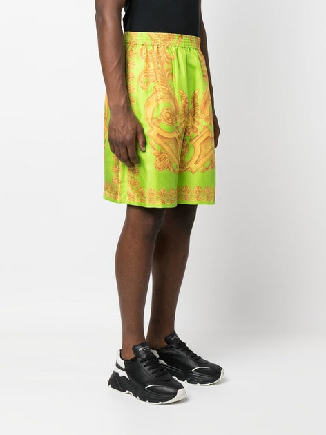 Versace Barocco Silk Shorts Green EU 50 4