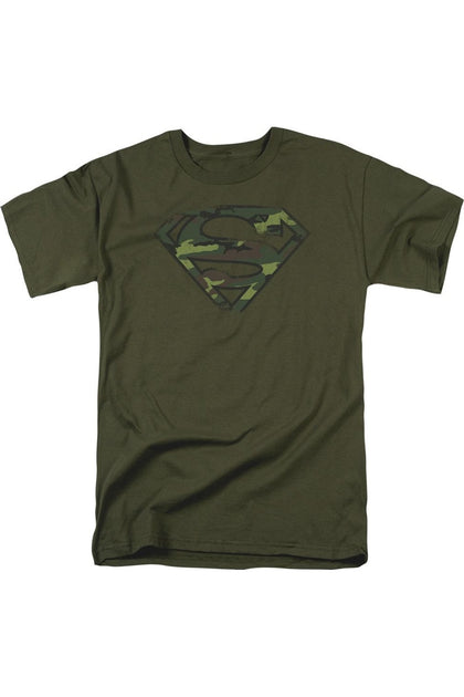 Gildan Superman Distressed Camo Shield Short Sleeve T-Shirt Green Medium 2