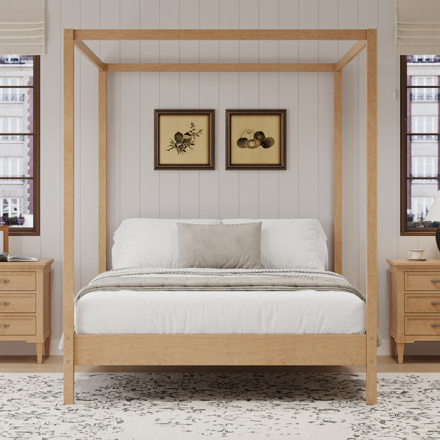 Streamdale King Canopy Bed Frame Natural 2