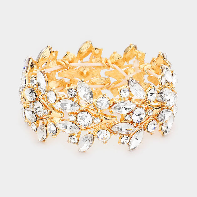 FASHNZFAB Marquise Stone Cluster Bracelet Silver One Size 3