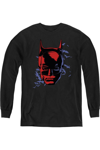 Gildan The Batman Shadowed Headshot Youth Long Sleeve Sweatshirt Black Medium 2