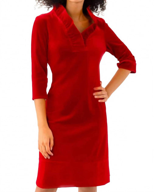 Gretchen Scott Ruffneck Mini Dress Red Large 3
