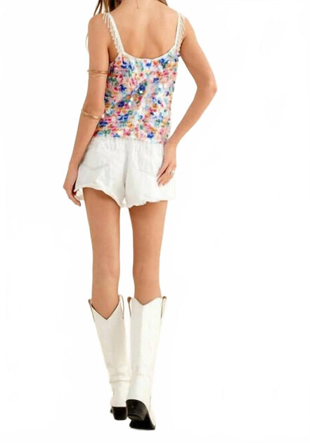 Blue B Luna Sequins Tank Top White Small 4
