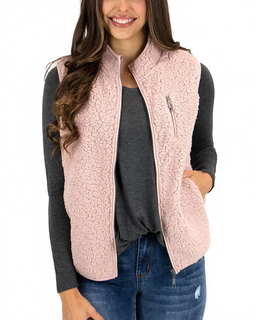 Grace and Lace Sherpa Vest Pink Large 2