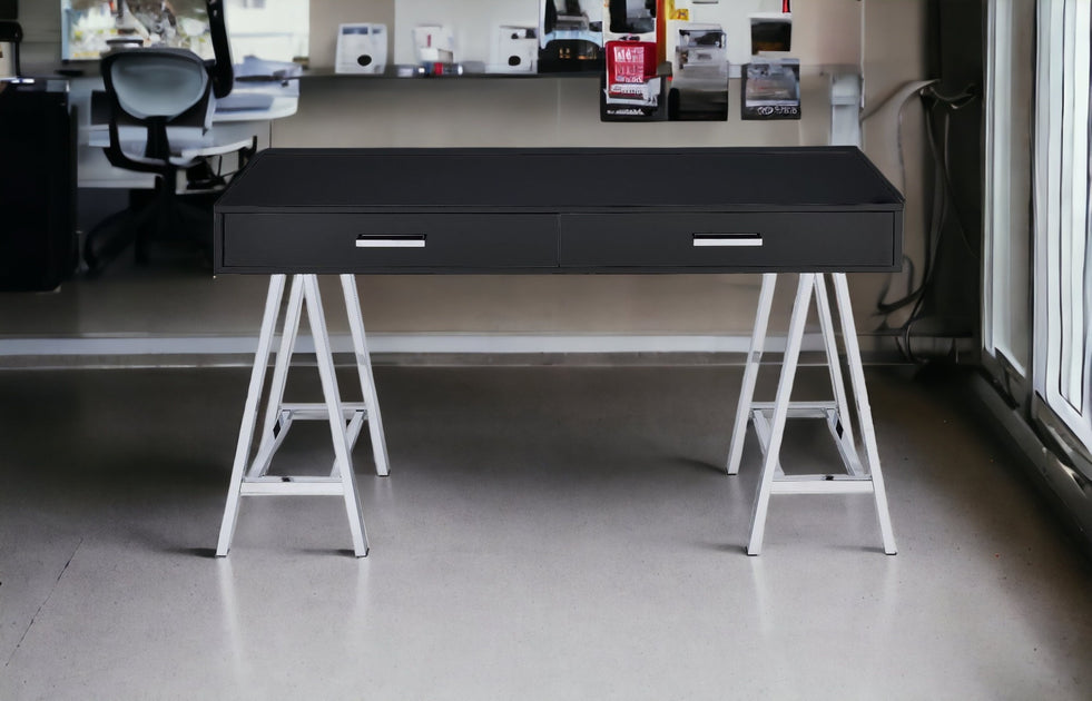 Hivvago Writing Desk Black Silver 54in 5