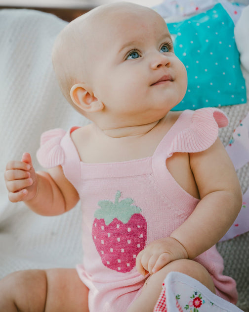 Deux par Deux Strawberry Romper Light Pink 0-3 Months 3