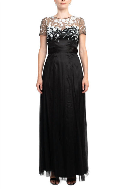 JS Collections Embellished Mesh Maxi Dress Black/Ivory US 4 2