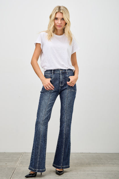 TRUEDAMES High Rise Boot Cut Jeans Dark Blue 2X 3