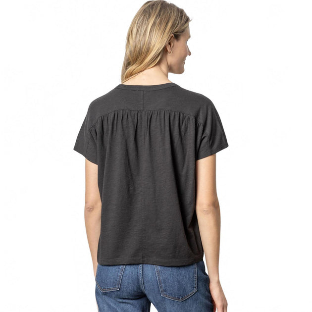 Lilla P Easy Shirred Short Sleeve Tee Grey XS 3