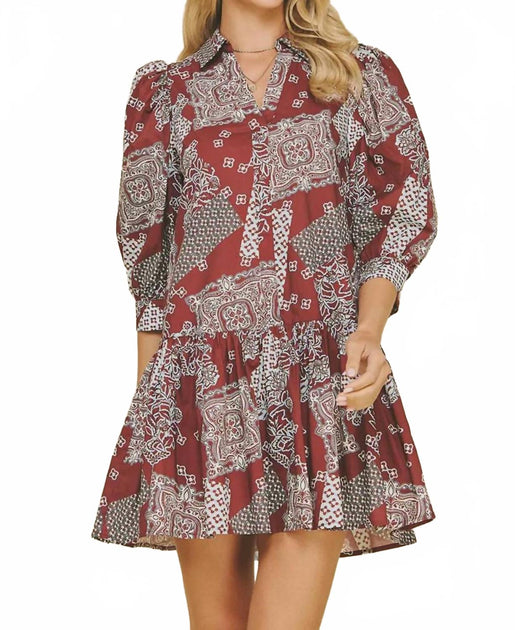 PINCH Scottie Print Tiered Mini Dress Black Medium 2