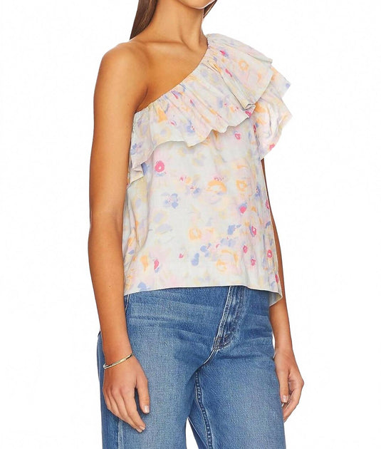 SOMETHING NAVY One Shoulder Ruffle Top Beige XLarge 4