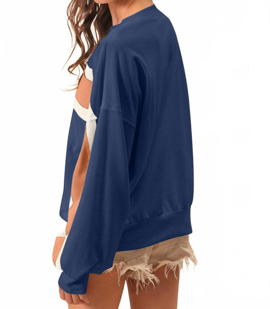 BiBi French Terry Color Block Sweatshirt Blue XL 3