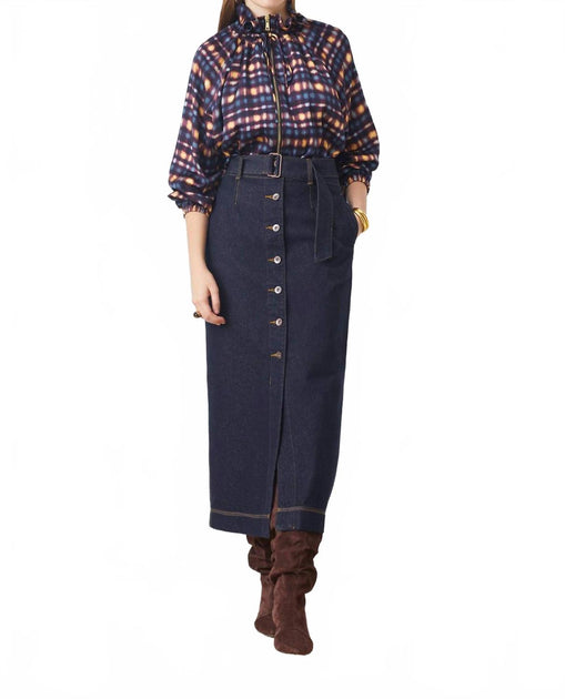 Suncoo Denim Midi Skirt Blue Medium 2