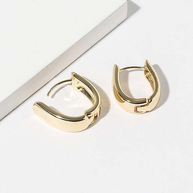 FASHNZFAB Teardrop Huggie Hoop Earrings Silver 2