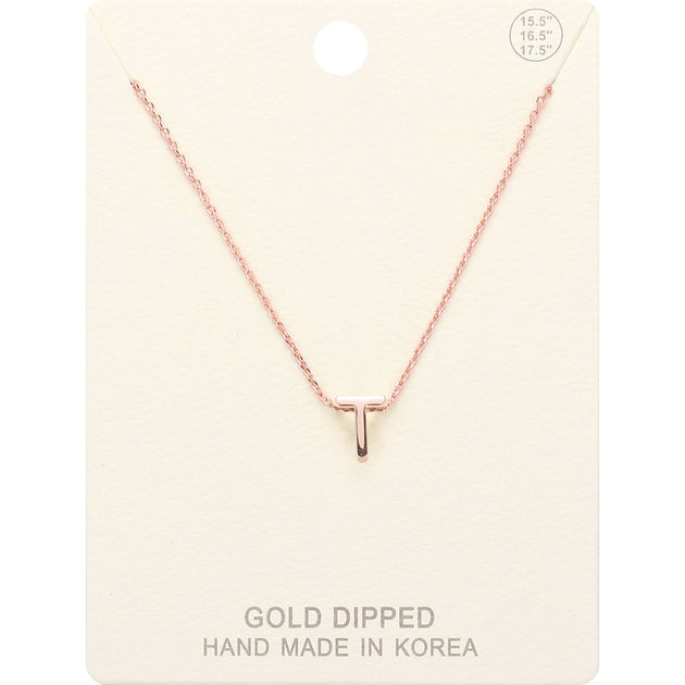 FASHNZFAB T Gold Dipped Initial Metal Pendant Necklace Silver 5