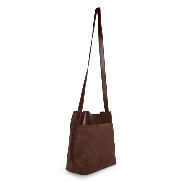 Like Dreams Midnight Quilted Suede Mini Tragetasche Braun 3