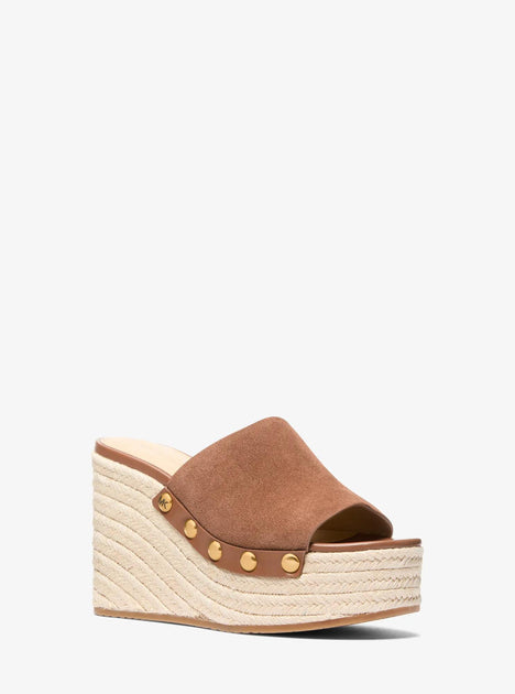Michael Kors Mayes Suede Wedge Sandal Black US 7 3