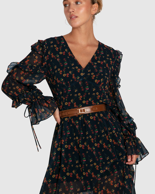 Belle & Bloom Come As You Are Floral Maxi Dress Black Medium 4