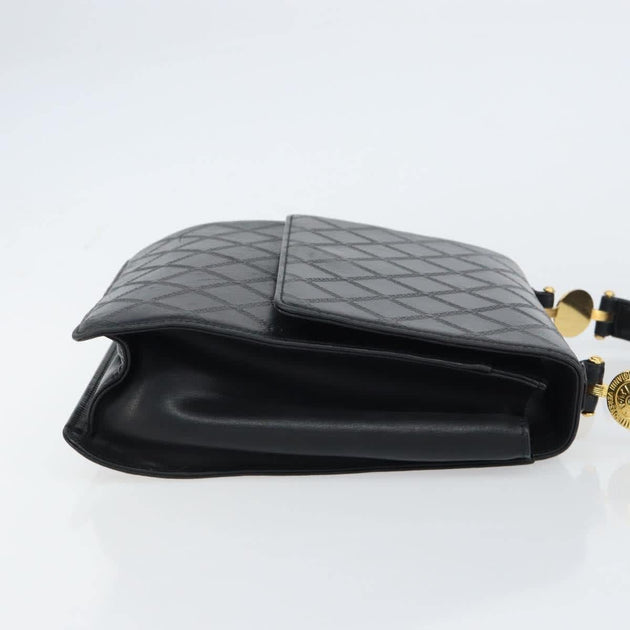 Versace Vintage Handbag Leather Black Small 5
