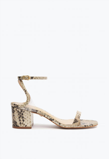 SCHUTZ Skye Mid Block Heel Snake Print Brown 9 3