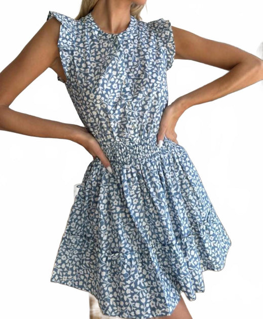 Mint Dreamy Daisy Flutter Sleeve Mini Dress Blue XSmall 3