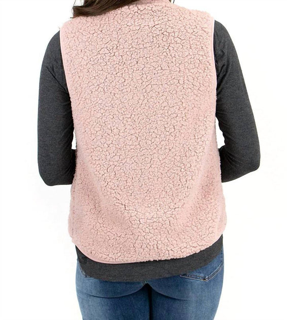 Grace and Lace Sherpa Vest Pink Large 3