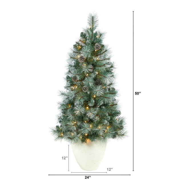 Hivvago British Columbia Pine Artificial Christmas Tree Frosted 127 cm 3