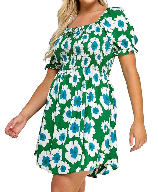 Haute Fox Smocked Babydoll Dress Multi 2X 3