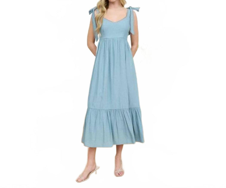 green emerald velvet dress Blu Pepper Scallop Eyelet Trim Midi Dress In Blue