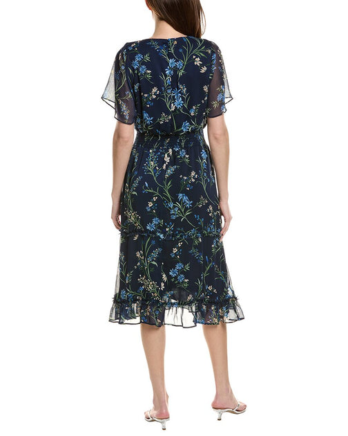 CeCe Smock Tiered Midi Dress Navy XSmall 3