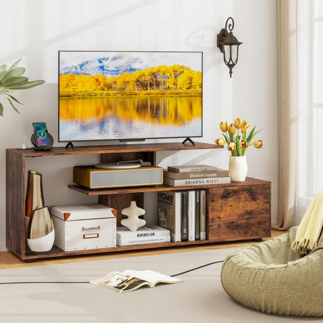 Hivvago Entertainment Center TV Stand Rustic Brown 3