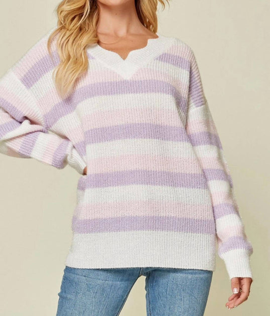 Andree by Unit All Over Striped Pull Violet 2X 2