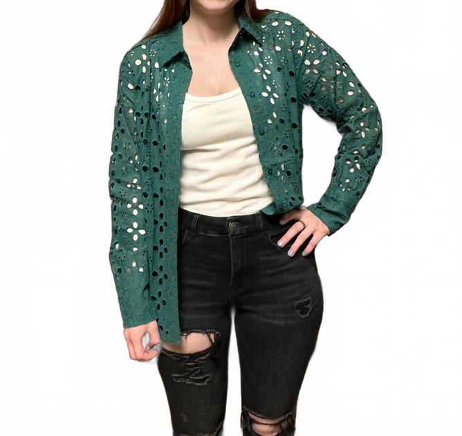 BluIvy Jackie Button Down Top Green Small 3