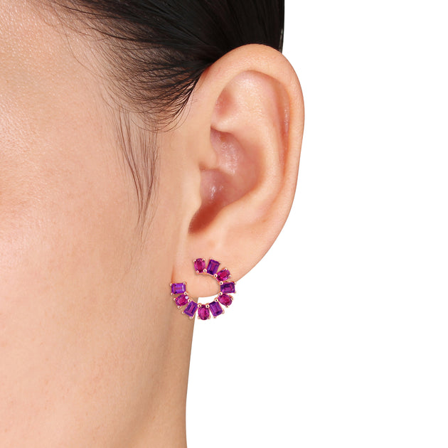 Mimi & Max Multi-Gem Curved Stud Earrings Sterling Silver Purple 3