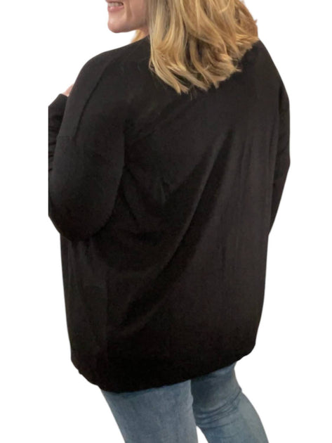 eesome Ribbed Open Front Cardigan Black Medium 3