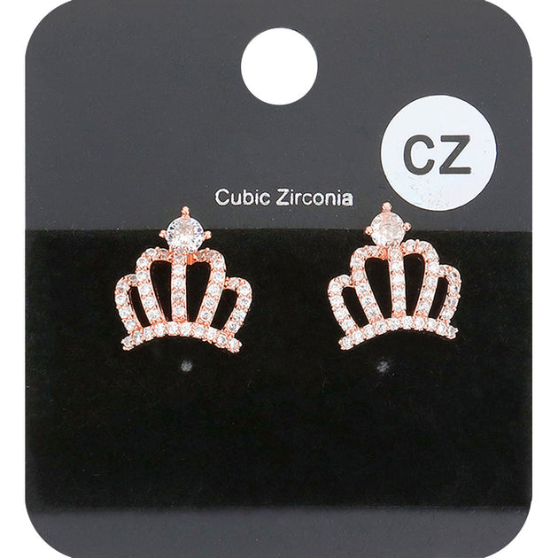 FASHNZFAB Crown Stud Earrings Black 4
