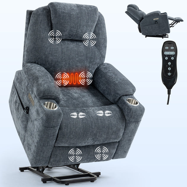 Streamdale Chenille Power Lift Recliner Blue 3